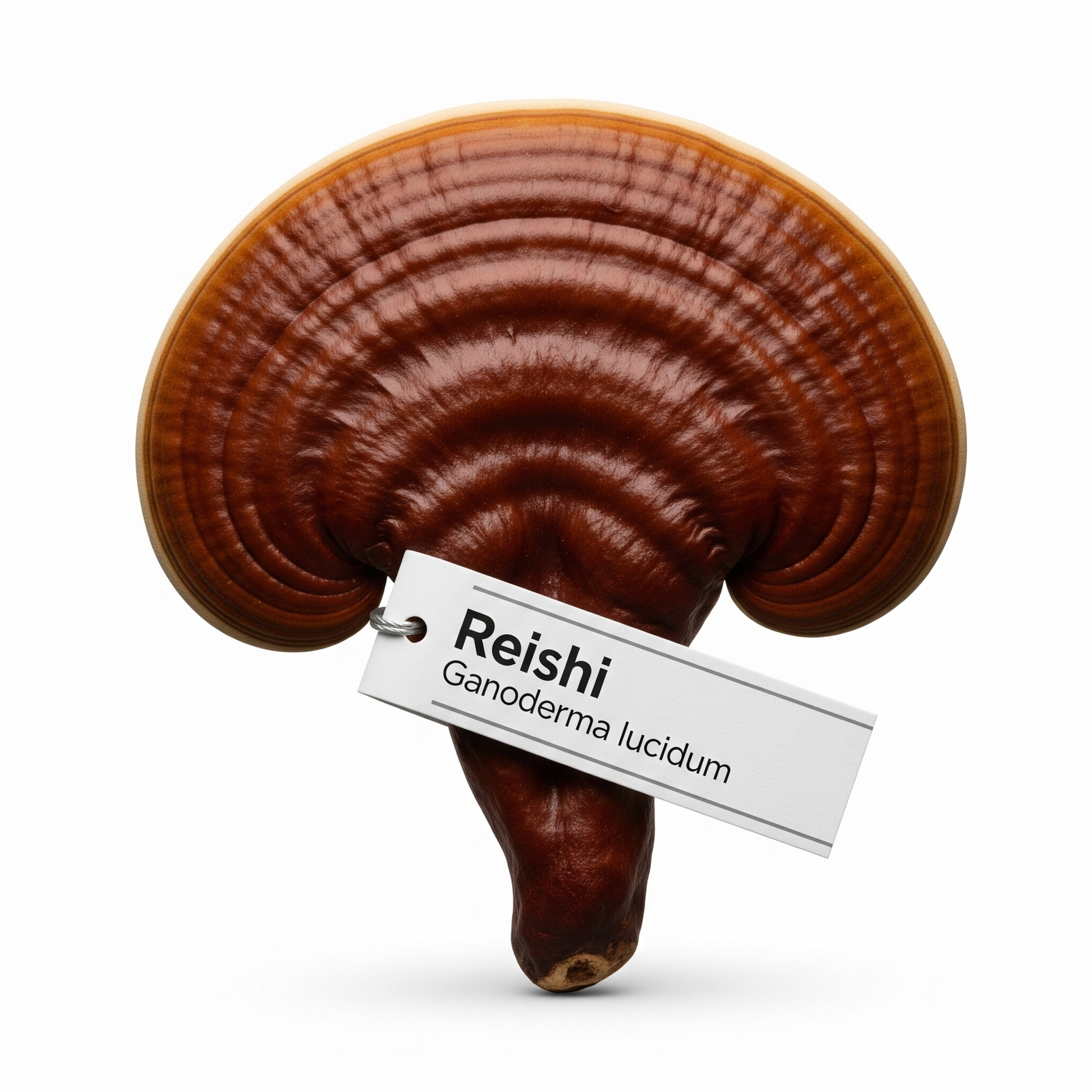 a mushroom with a label on it